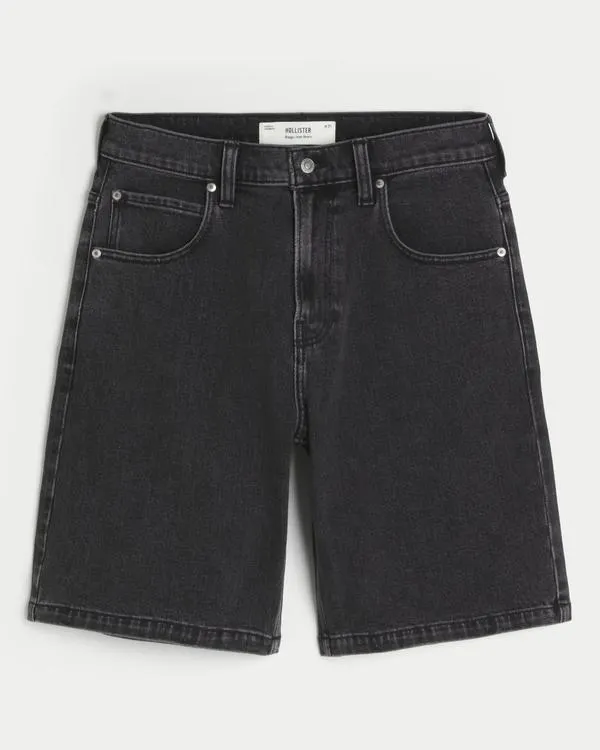 Washed Black Baggy Denim Shorts