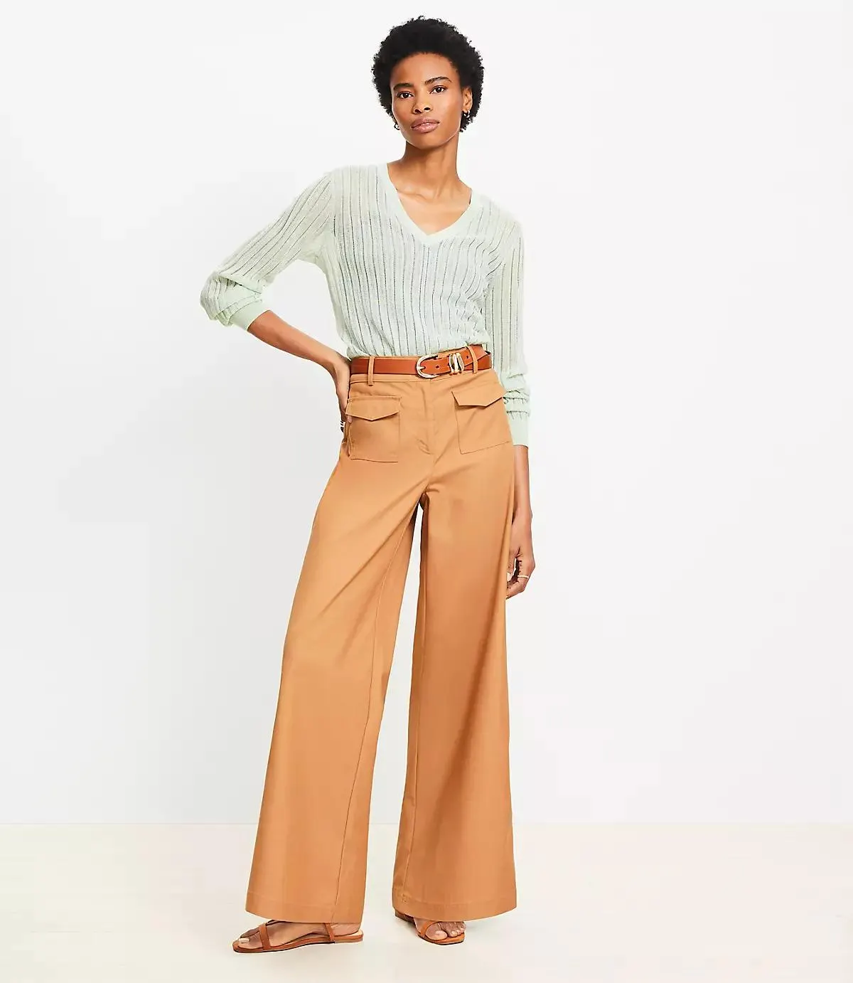 Patch Pocket Wide Leg Pants