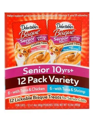 Hartz Delectable Cat Treat Bisque- Senior 10+ 12pk Variety, 16.8 Ounces, 12 Pack