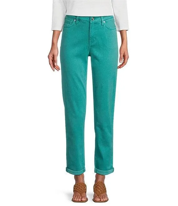 Leila Sunwashed Twill Mid Rise Ankle Length Boyfriend Jeans