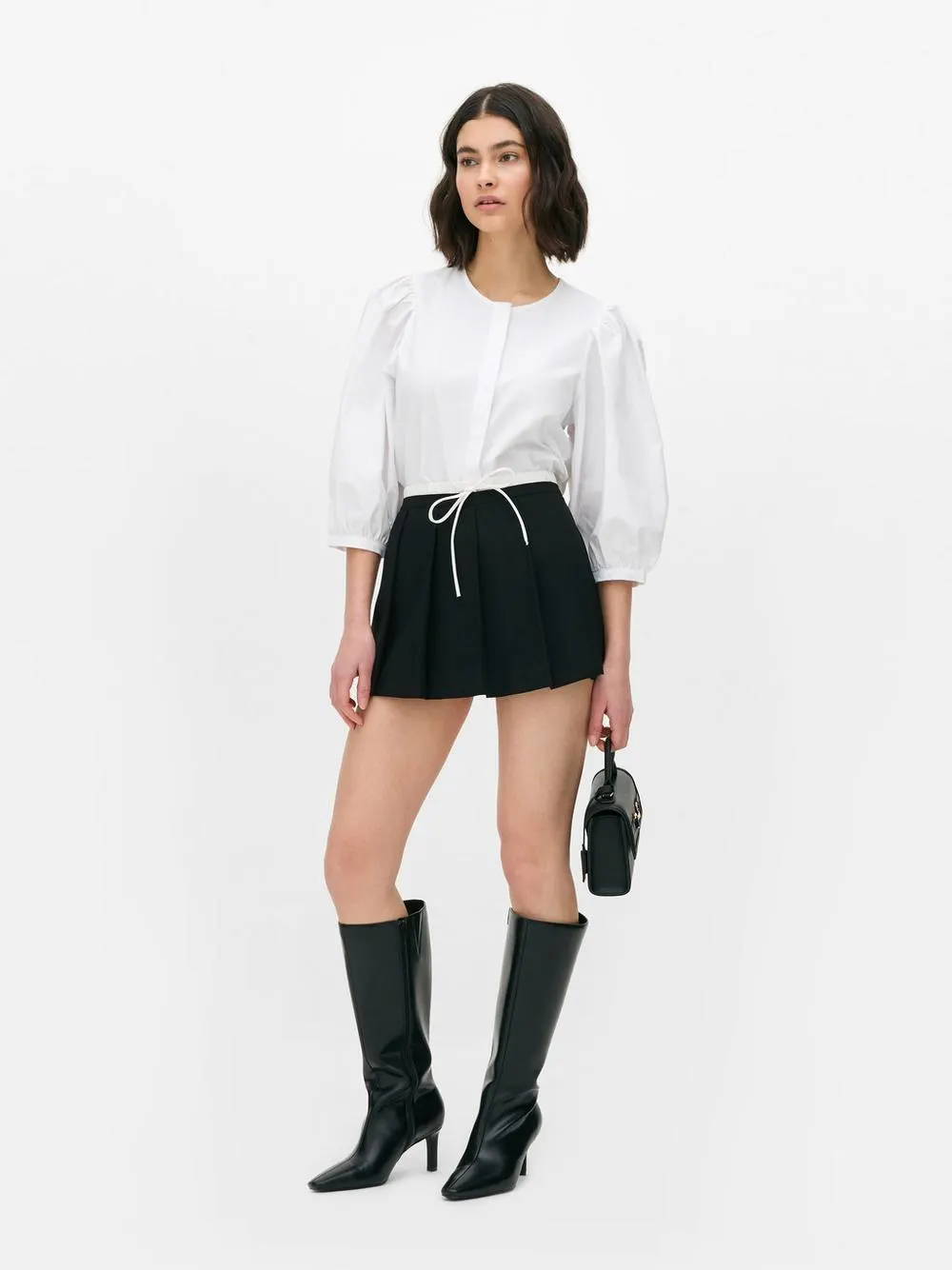 Popeline-Hemd mit Puffärmeln