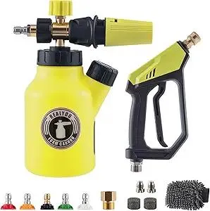 REALYOU Pressure Washer Gun with Foam Cannon, Car Wash Kit, 1/4 Inch Quick Connector, 5 Pressure Washer Nozzle Tips