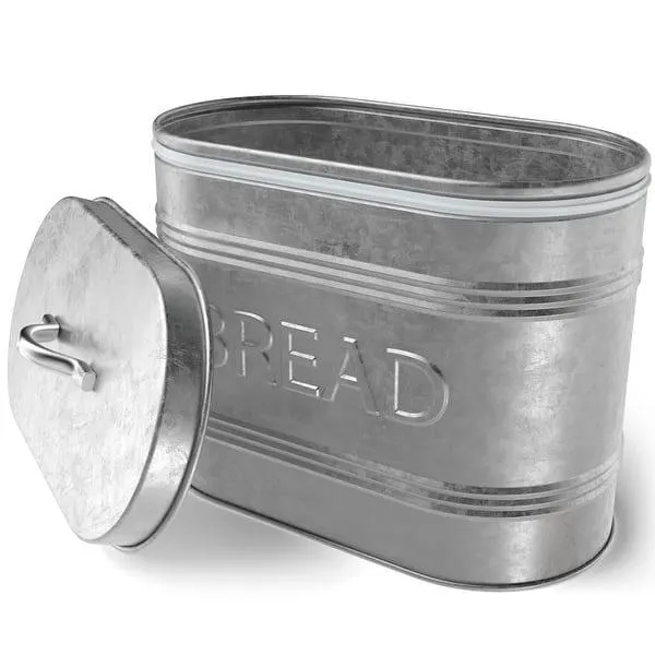 Amici Home Rustic Kitchen Galvanized Metal Bread Storage Bin 288 oz