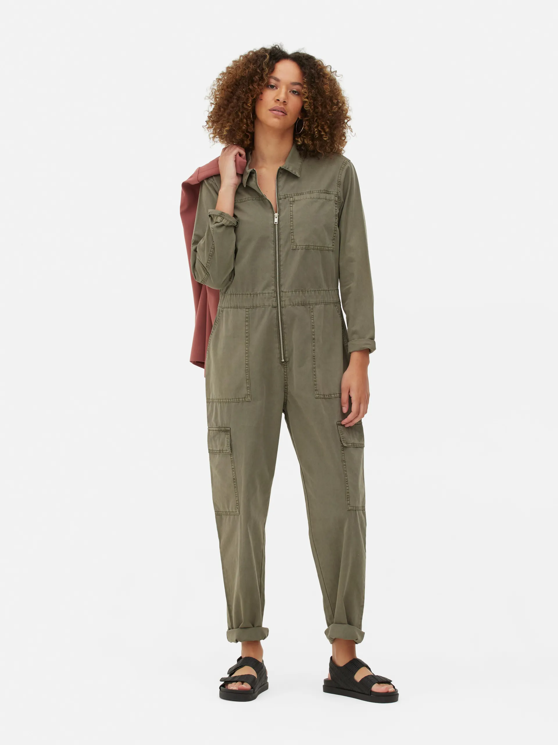 Denim Cargo Jumpsuit