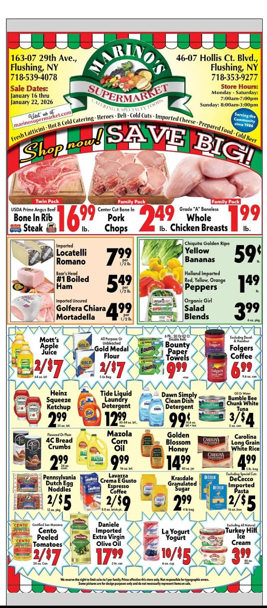 Weekly ad Marino's Supermarket weekly ad from January 16 to January 22 2026 - Page 1
