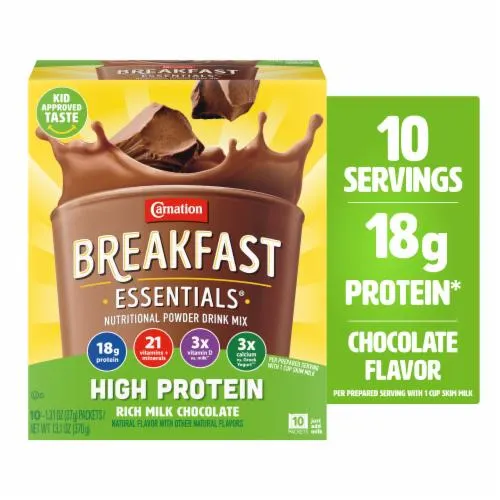 Carnation Breakfast Essentials High Protein Powder Breakfast Drink Mix Chocolate Shake Packets