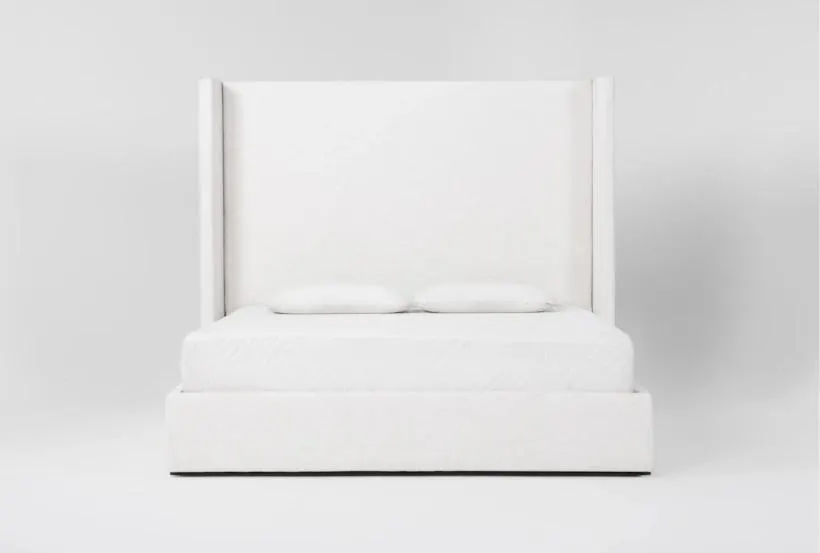 Vera Dream Cream Non Tufted 68"H Queen Upholstered Shelter Platform Bed With Storage