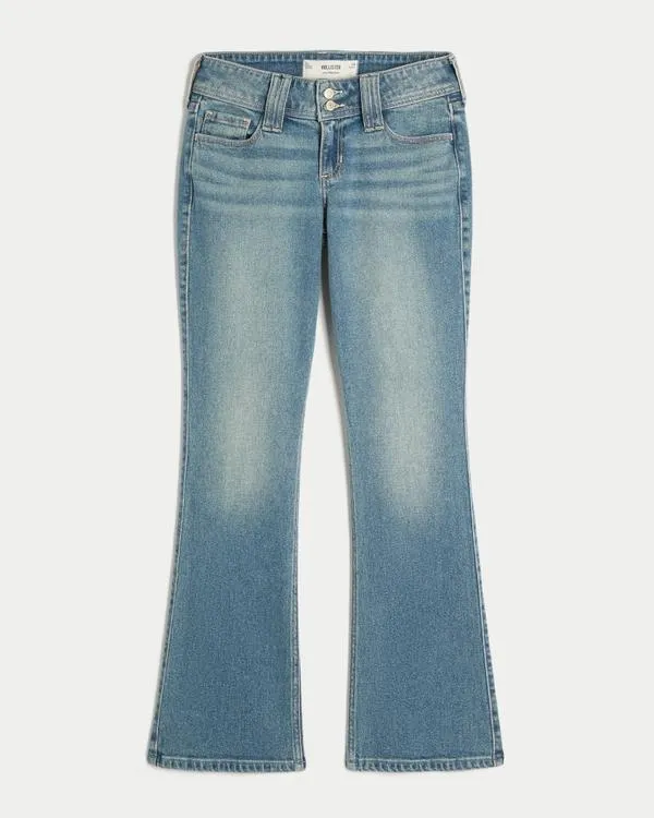 Low-Rise Medium Wash Embroidered Florals Bootcut Jeans