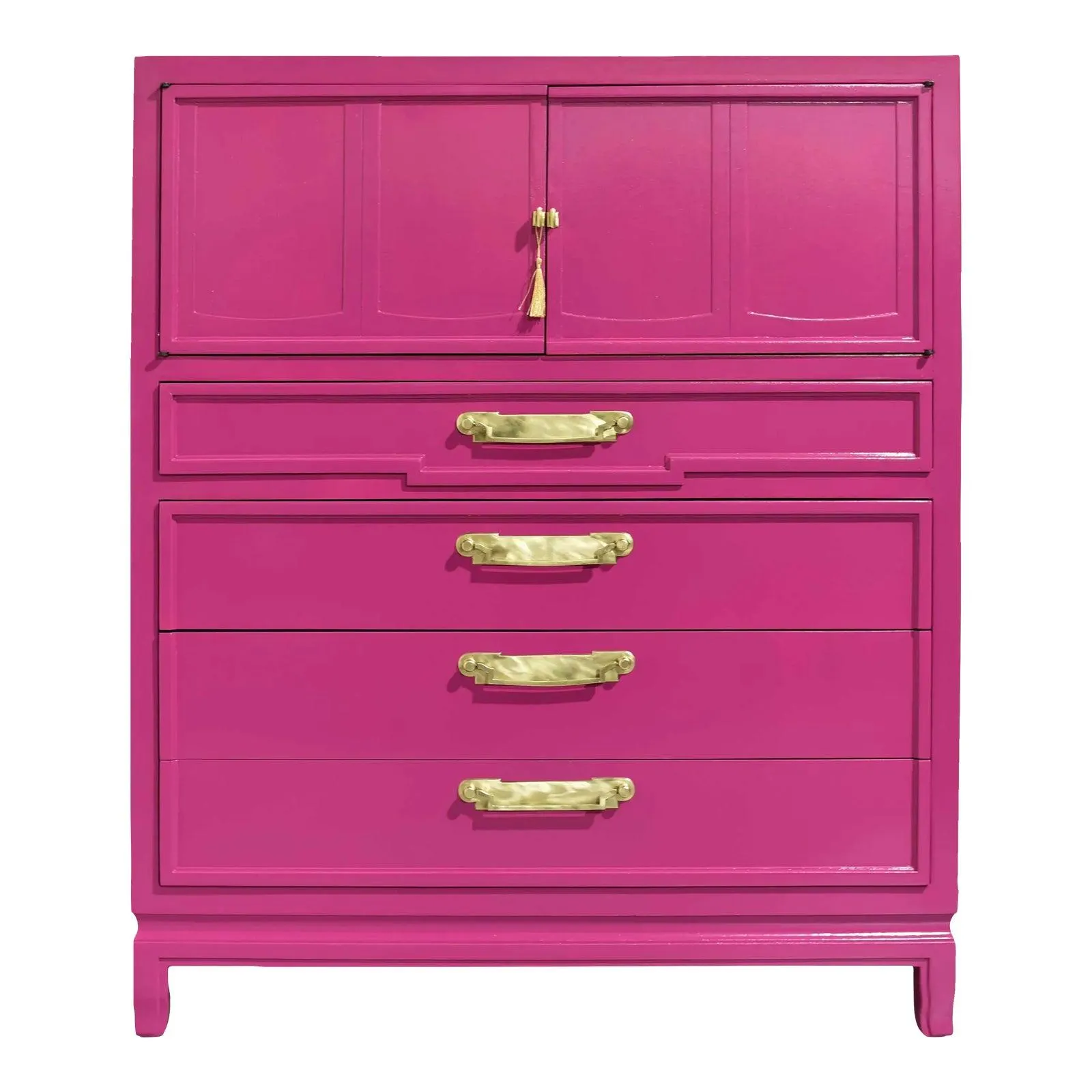 Mid Century Transitional Highboy Dresser by Fancher Furniture - Newly Painted