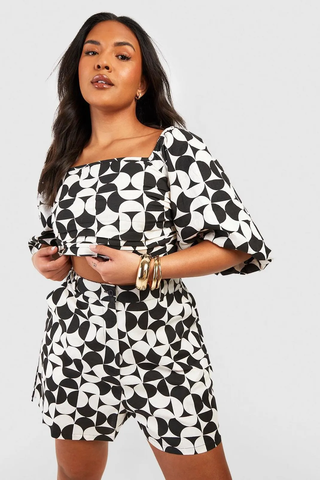 Plus Geo Print Tailored Short Co-ord