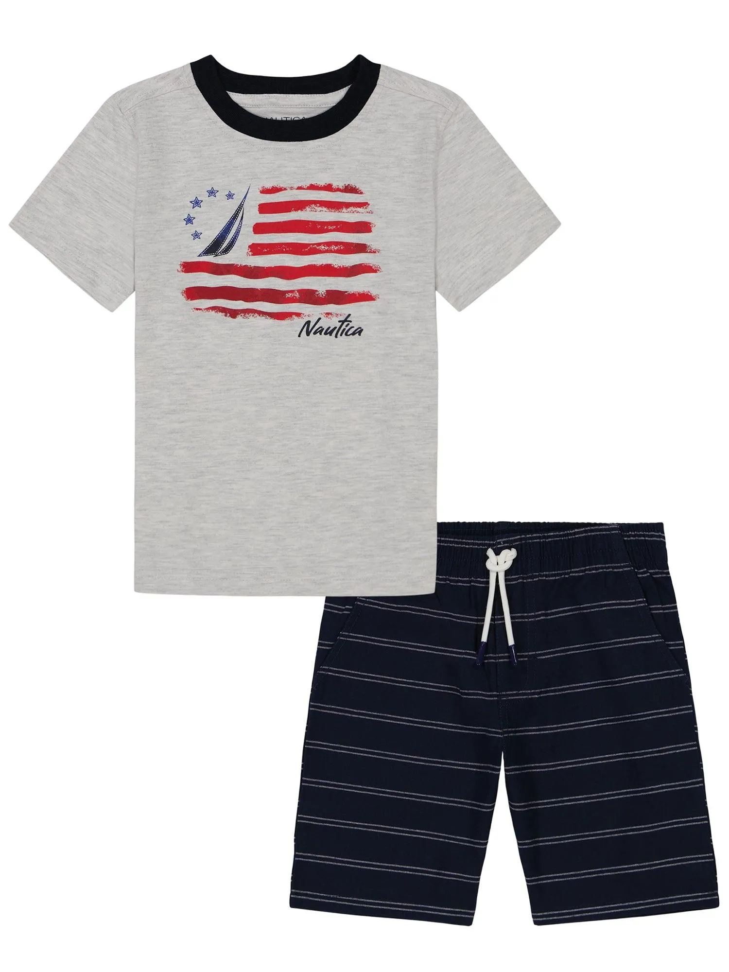 Nautica 2 Piece Red/Navy Flag Tee and Short Set