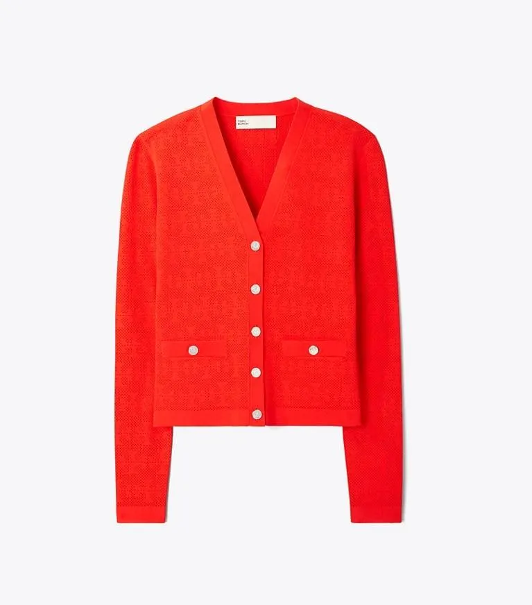 T MONOGRAM JACQUARD CARDIGAN