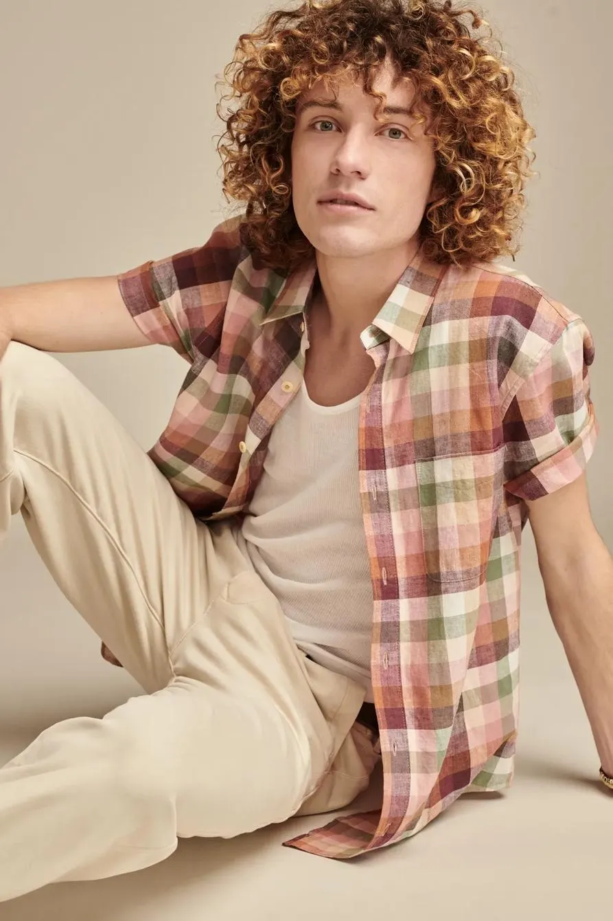 multi plaid san gabriel short sleeve 1 pocket shirt