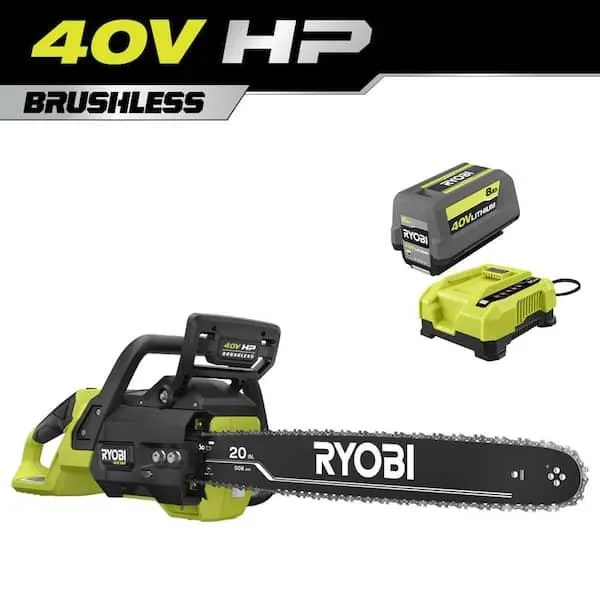 40V HP Brushless 20 in. Battery Chainsaw with 8.0 Ah Battery and Rapid Charger