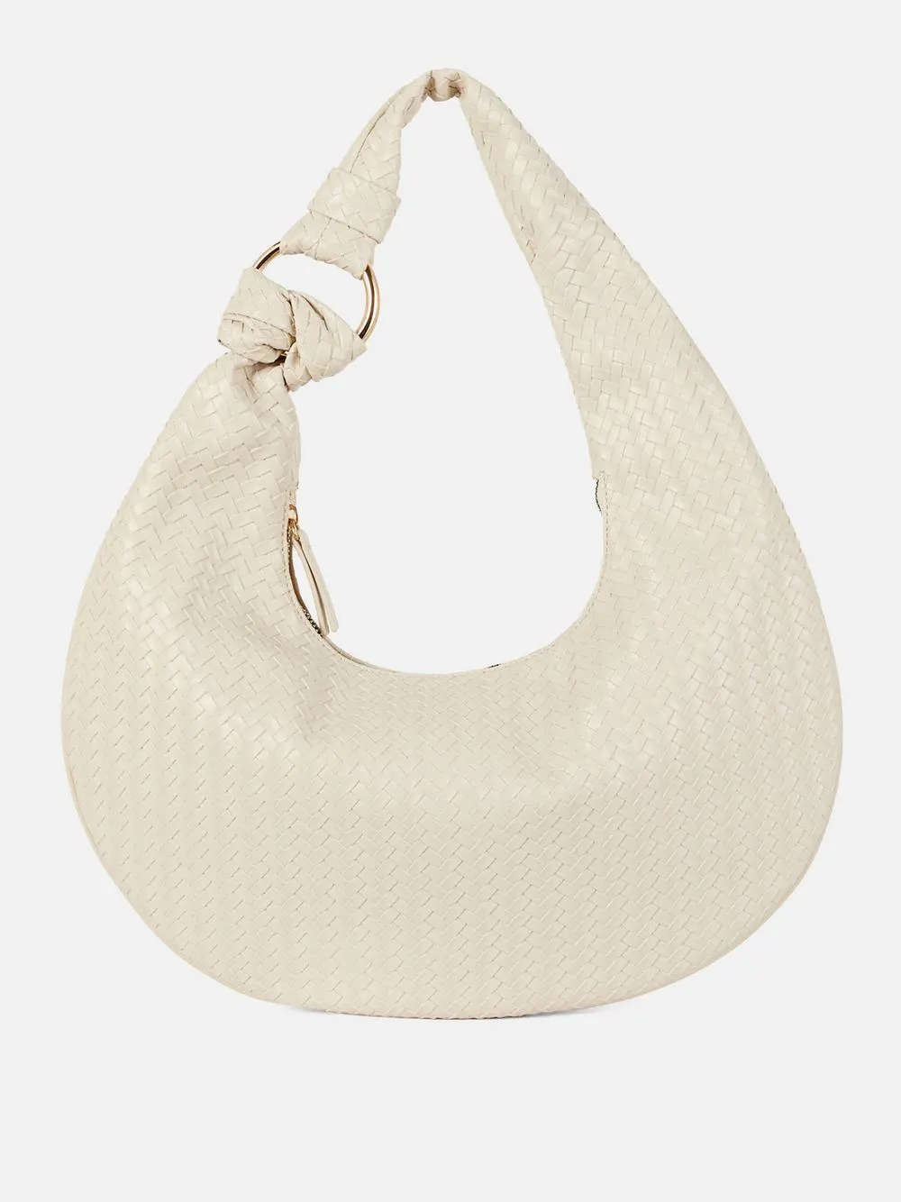 Woven Faux Leather Shoulder Bag