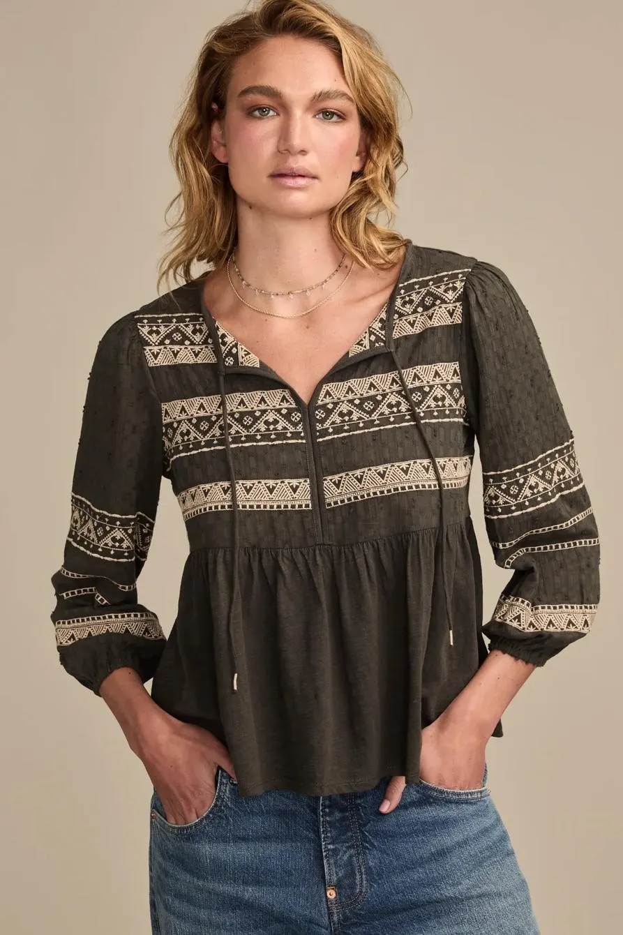 embroidered peasant top