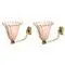 Large Pink Murano Glass and Brass Flower Sconces, 1940s, Set of 2