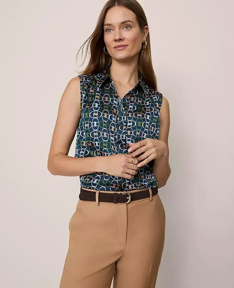 Chain Link Print Sleeveless Shirt
