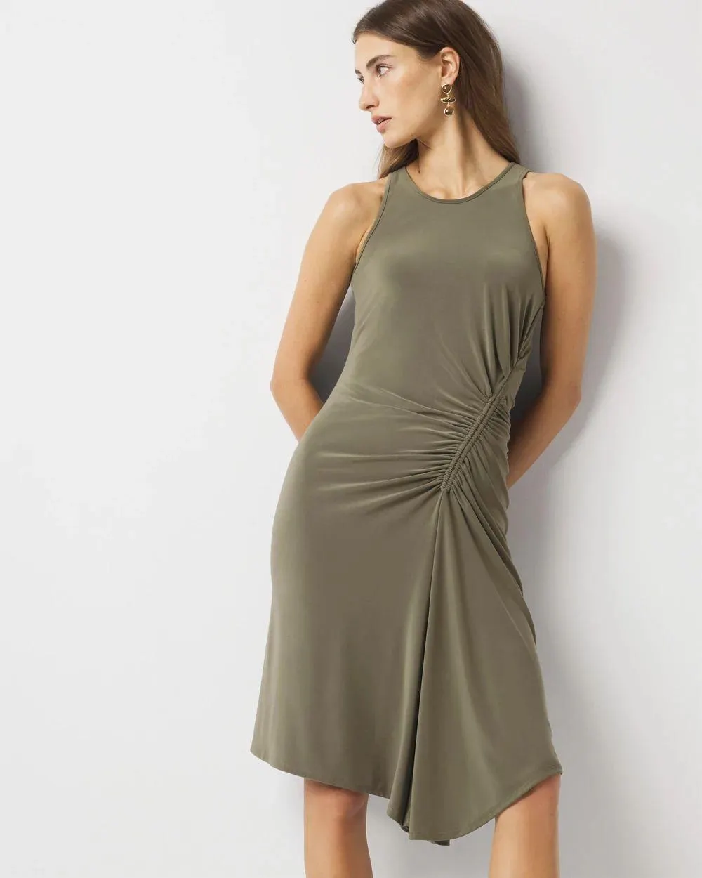 Asymmetric Ruched Mini Dress