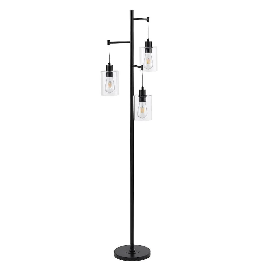 GETLEDEL 69-in Black Multi-head Floor Lamp with Glass Shade