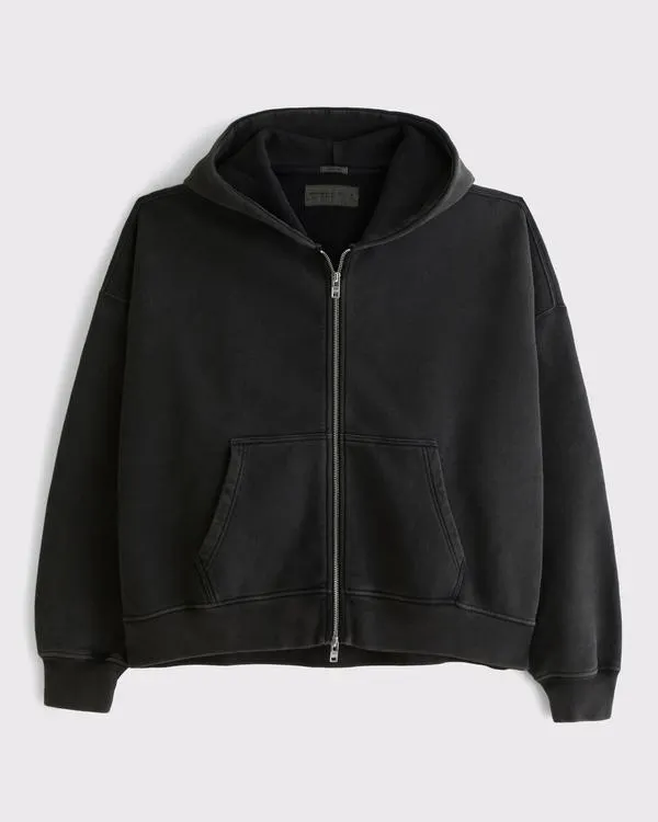 Essential Cropped Full-Zip Hoodie