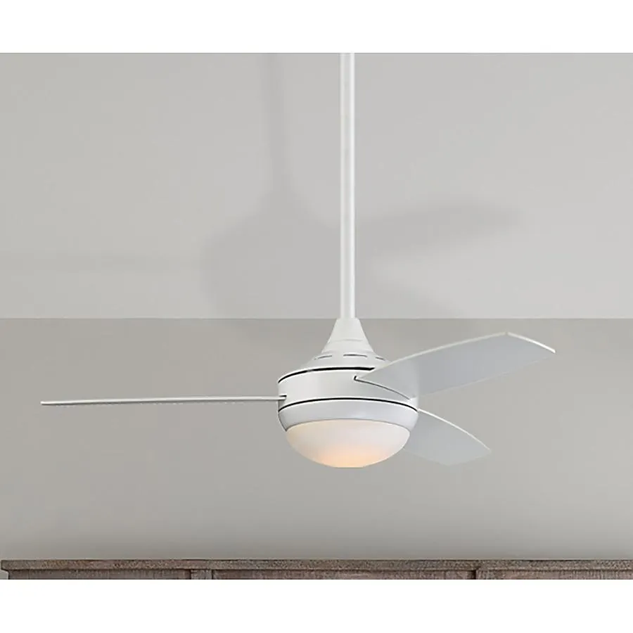 Harbor Breeze Beach Creek 44-in Integrated LED Downrod or Flush Mount White with White/Barnwood Blades Ceiling Fan With Light - Remote Included ( 3 -Blade )