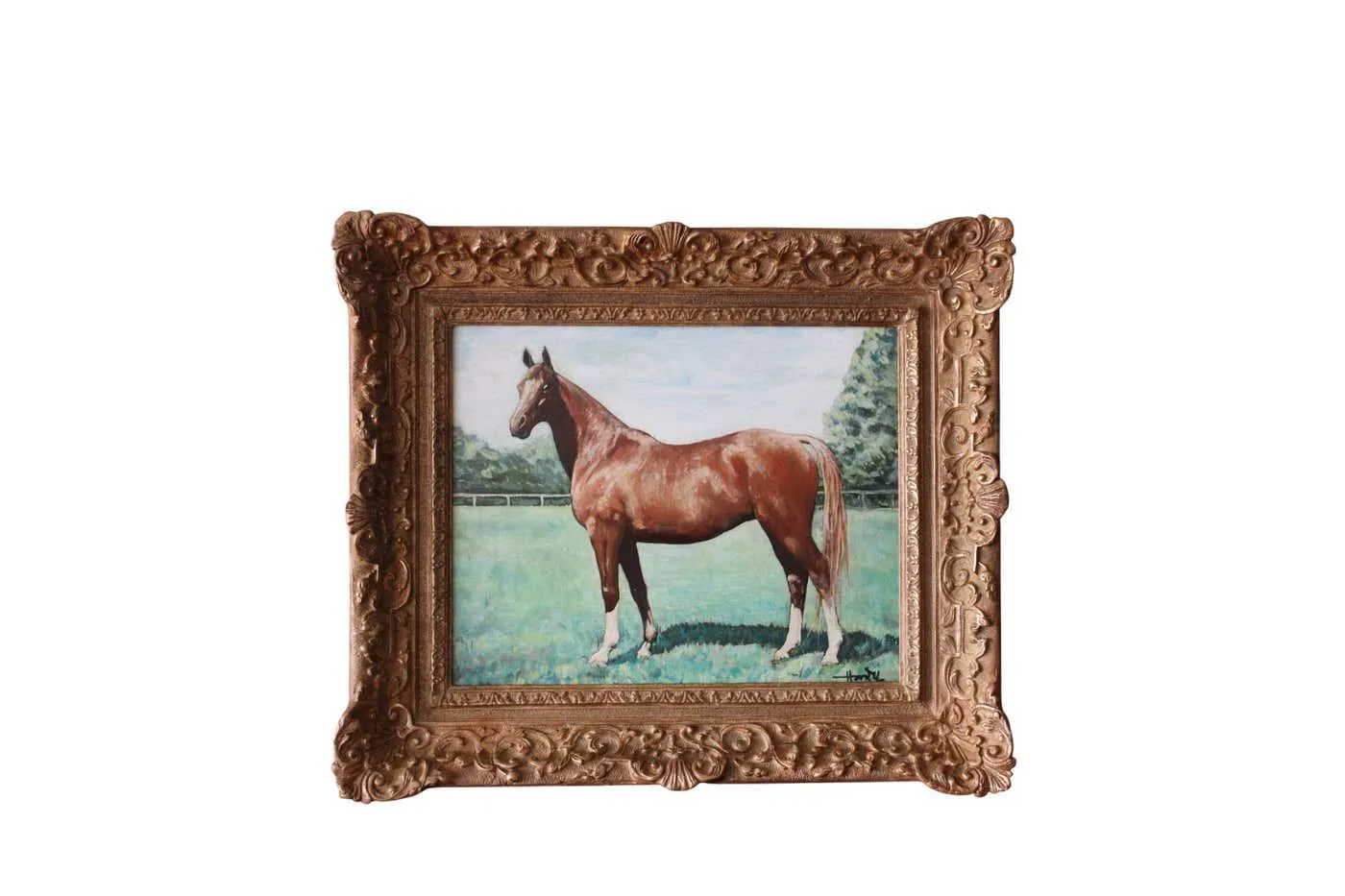 André Hardy Vintage Horse Portrait, Original Oil Painting by French artist, Andre Hardy 1960's