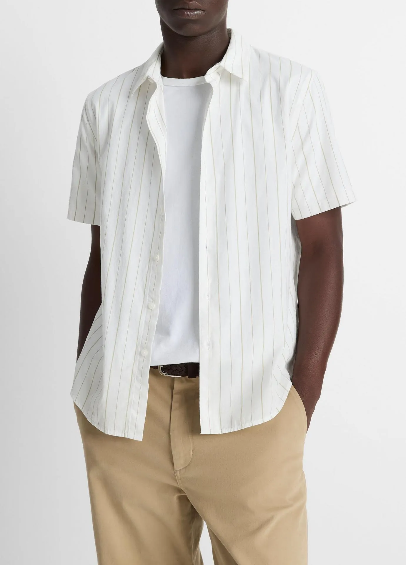 Chatsworth Stripe Cotton Short-Sleeve Button-Front Shirt