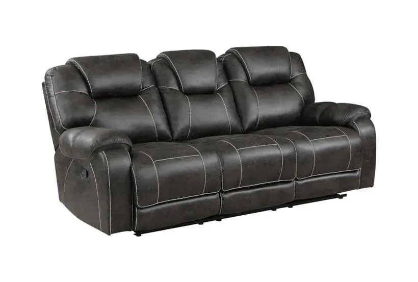 Milford Chocolate Polyester 87" Microfiber Manual Reclining Sofa | Fabric