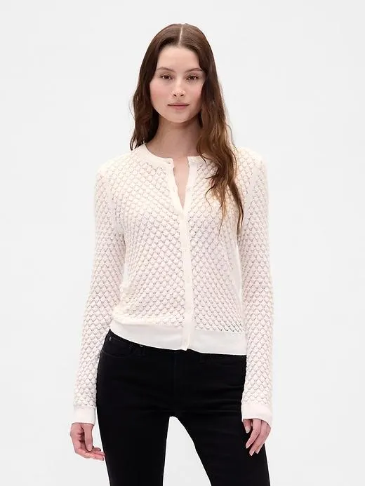CashSoft Stretch Pointelle Cardigan