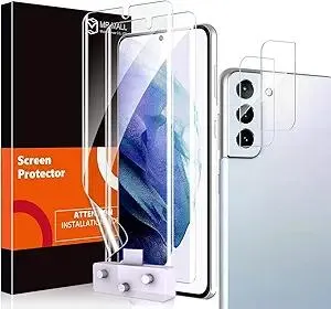 MP-MALL 4 Pack 2 Pack Flexible TPU Film Screen Protector and 2 Pack Camera Lens Protector Designed for Samsung Galaxy S21 Plus 5G 6.7-inch, Support Ultrasonic Fingerprint
