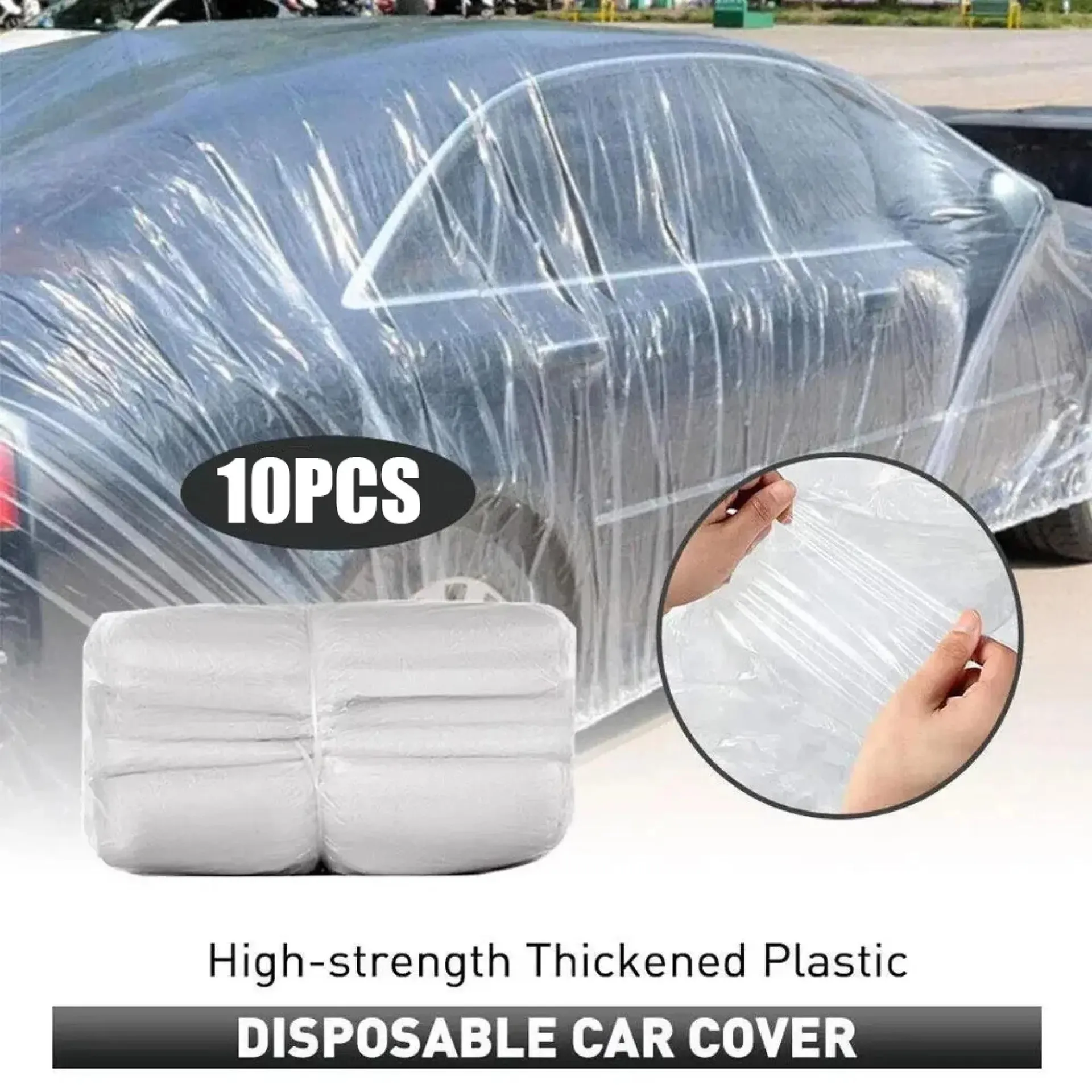 Funda desechable transparente para ropa de coche, a prueba de polvo, a prueba de lluvia, pintura transparente, a prueba de polvo, película de plástico PE, a prueba de lluvia, funda para coche
