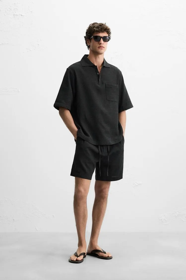 CHECKERED TEXTURED POLO