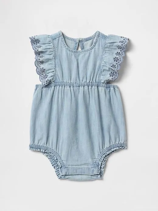 Baby Denim Ruffle Bubble Shorty One-Piece