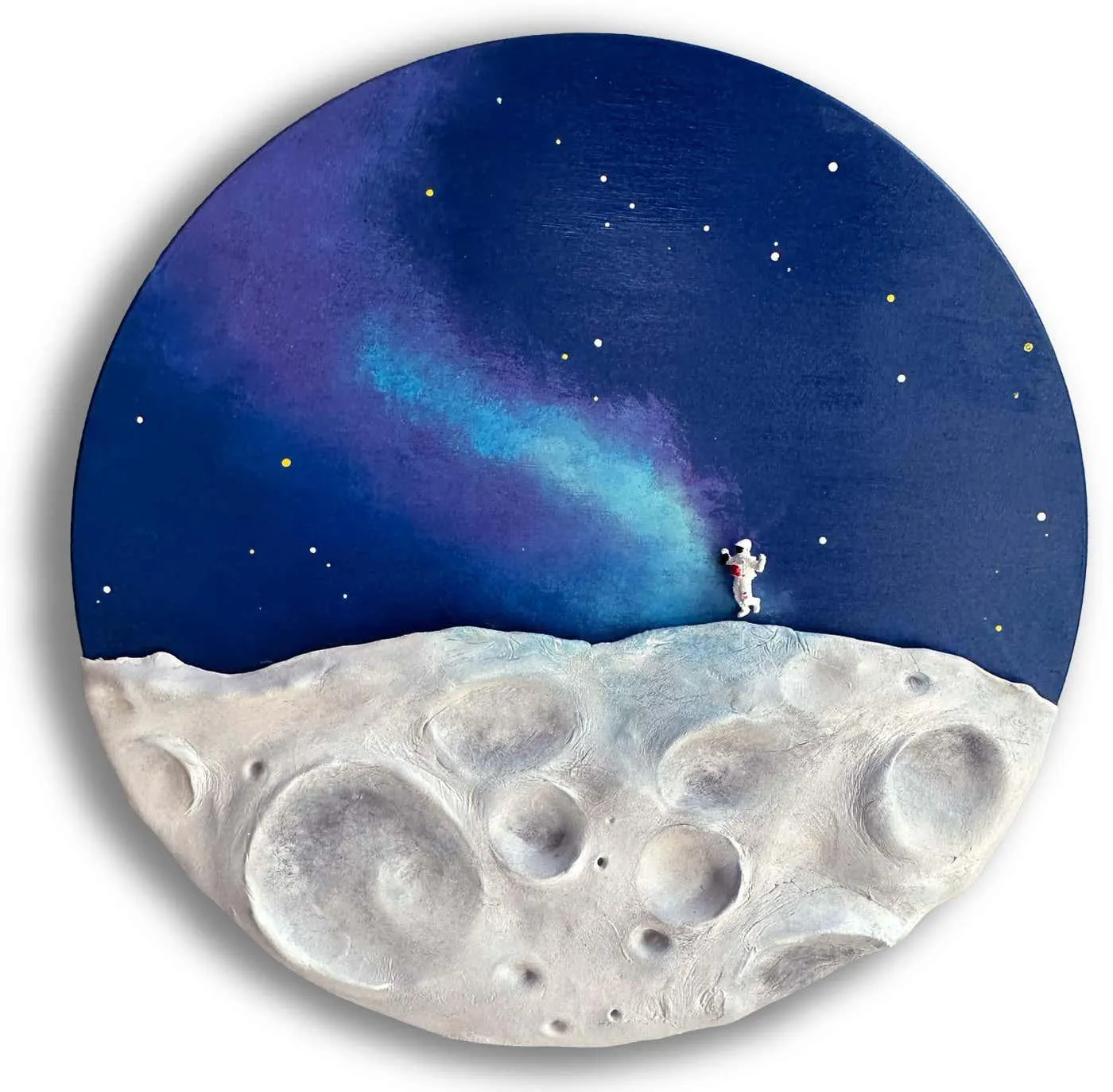 Vera Vizzi GALAXY ART – Celestial Wall Sculpture with Astronaut Figure on Lunar Relief 2025