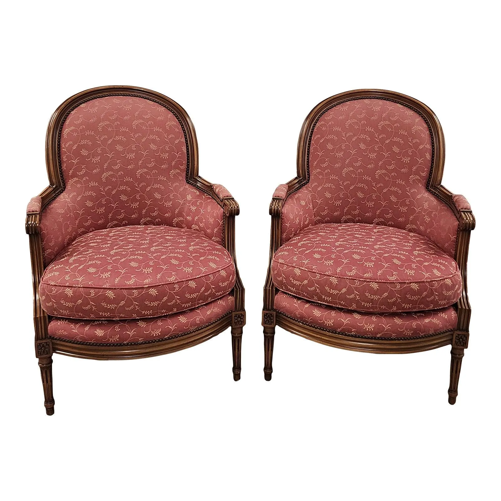 Vintage Baker Furniture French Bergere Chairs-A Pair