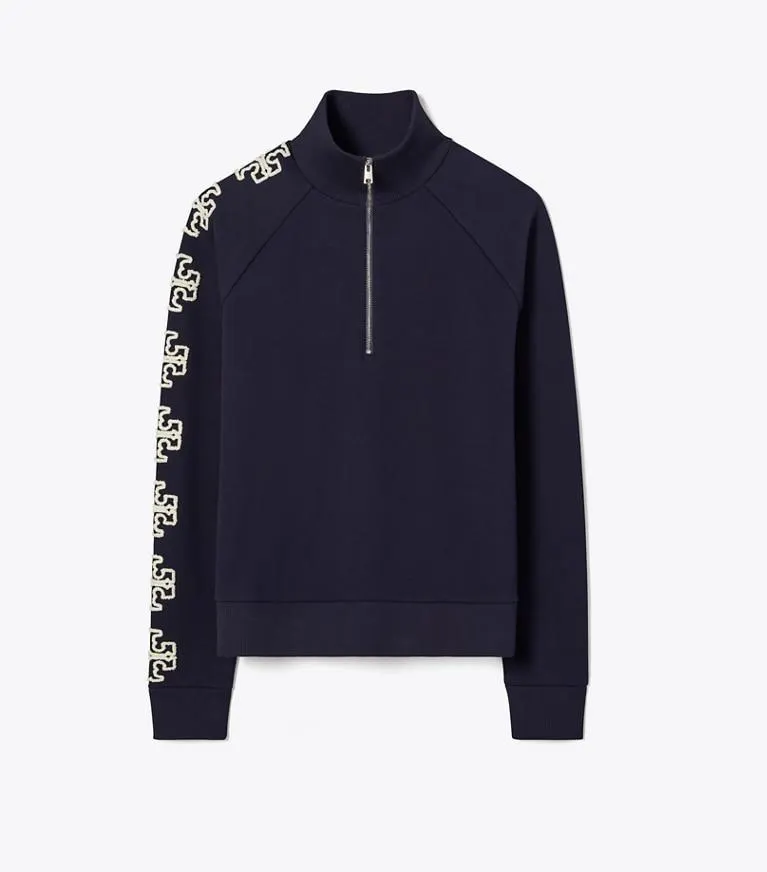 FRENCH TERRY LOGO SLEEVE HALF-ZIP SWEATSHIRT