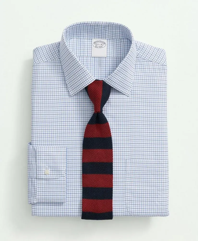 Brooks Brothers Explorer Collection Non-Iron Twill Ainsley Collar, Check Dress Shirt
