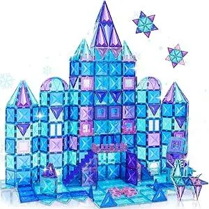 130PCS Magnetic Tiles, 3D Diamond Magnetic Blocks, Magnet Tiles for Kids Age 3-5 4-8 8-12, STEM Sensory Educational Magnet Toys for Kids Girls Boys Birthday Xmas Gifts