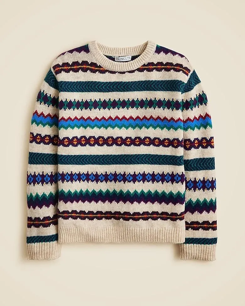 Kids' striped Fair Isle sweater in wool blend