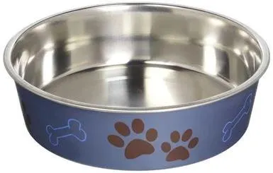 Loving Pets Bella Metallic Pet Bowl for Cats, Blueberry, Large
