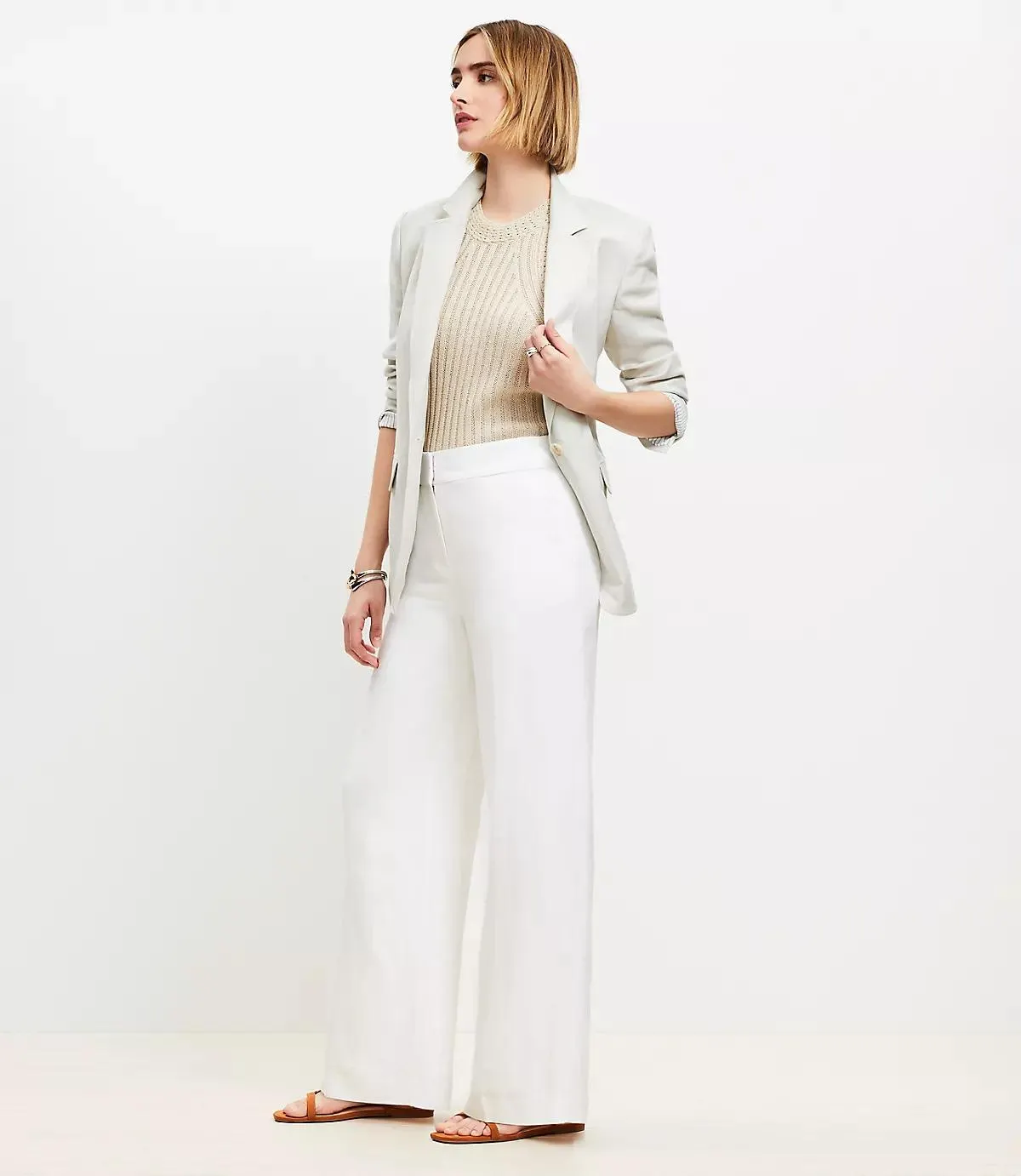 Clean Wide Leg Pants in Linen Blend