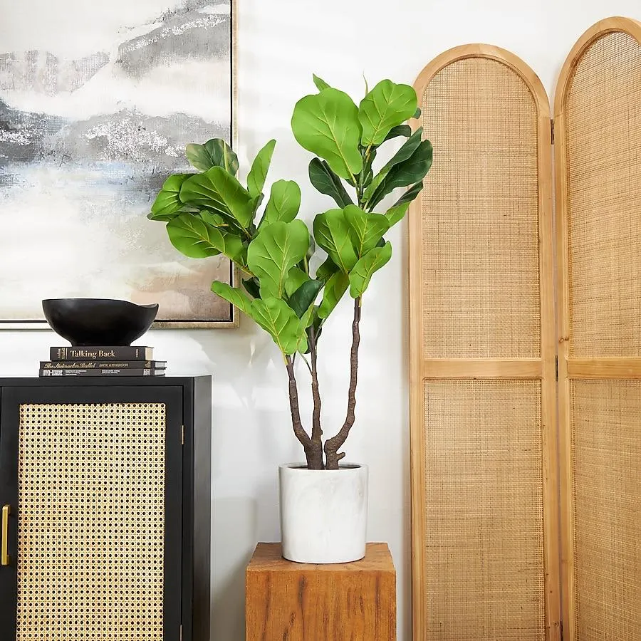 Grayson Lane 48.5-Inches Green with Black Pot Indoor Floor Fiddle Leaf Artificial tree