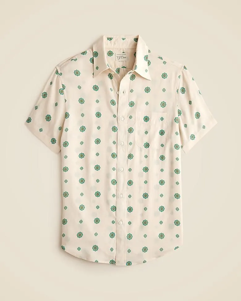 Short-sleeve TENCEL™ lyocell shirt with point collar