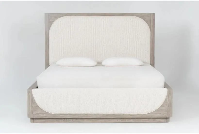 Harland King Grey Wood & Upholstered Panel Bed
