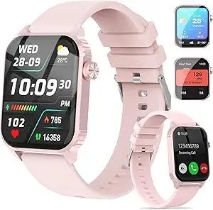 Smart Watches for Women Men, 1.83" HD Smartwatch with 120 Sports Modes, Heart Rate/Sleep Monitor, IP67 Waterproof, Bluetooth Call & Music Control for iPhone/Android (Pink)