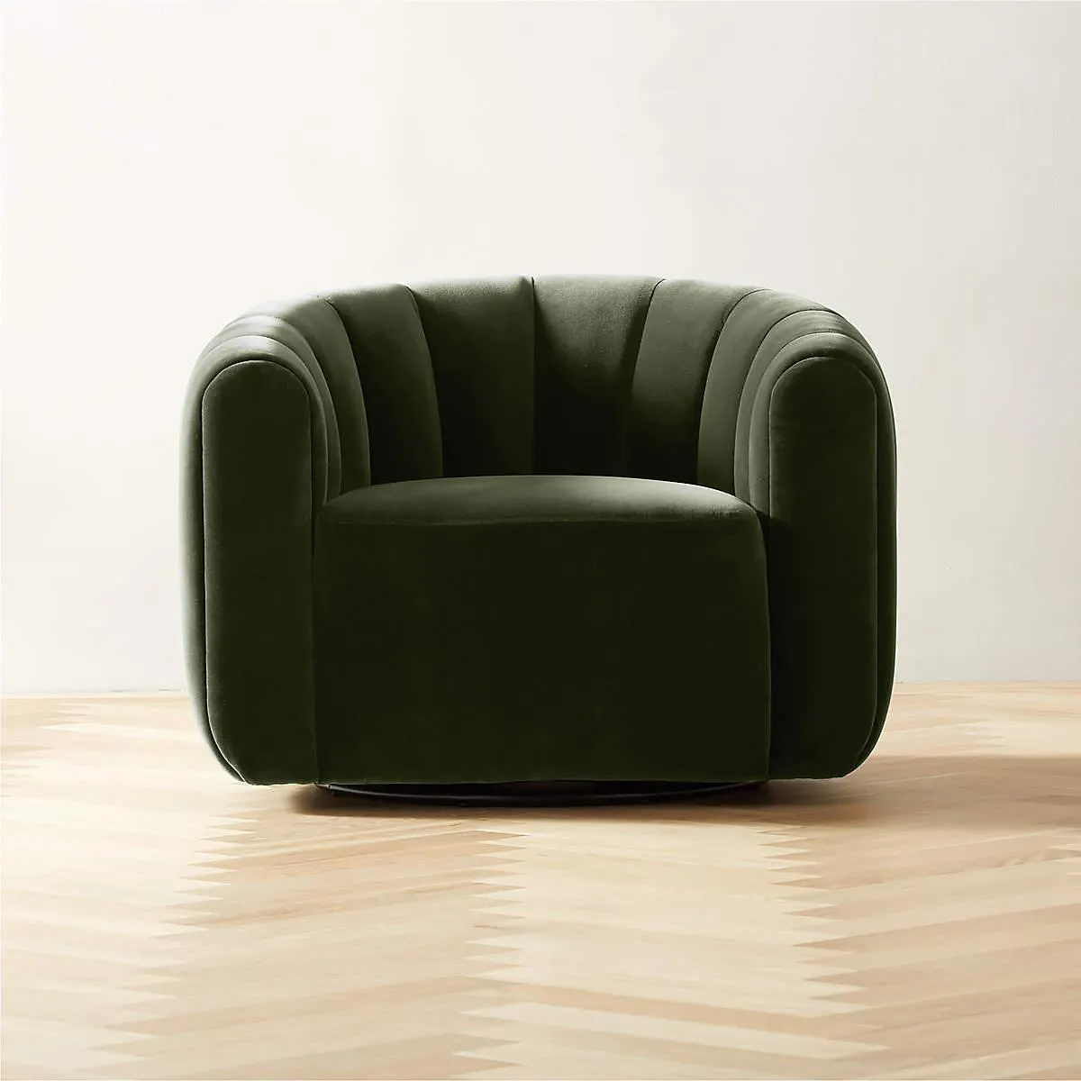 Fitz Channeled Green Velvet Swivel Chair