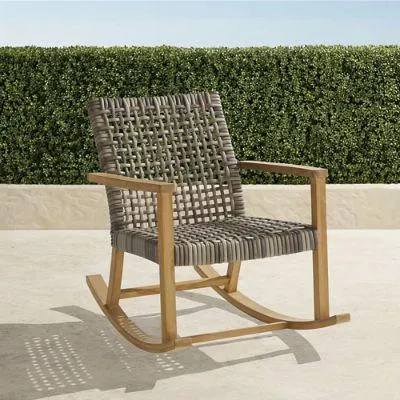 Isola Teak Rocking Chair in Natural Teak & Driftwood Wicker