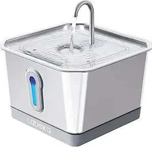 Stainless Steel Cat Water Fountain 135oz/4L:Battery Operated Wireless Cat Fountains for Drinking Indoor, Automatic Pet Water Dispenser with Ultra Quiet Pump,Multi-Filtration,Easy Clean BPA-Free