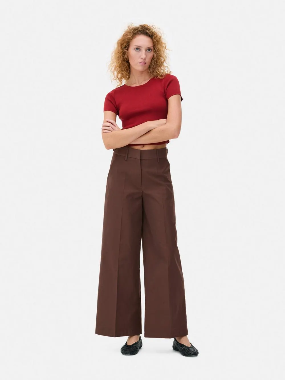 Mid-Rise Wide Leg Utility Pants